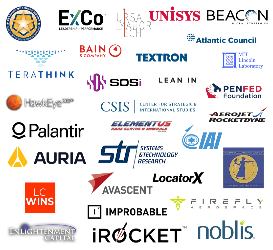 Logos of organizations Deborah Lee James advises