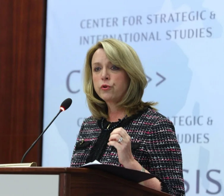 Deborah Lee James speaking at a Center for Strategic and International Studies event